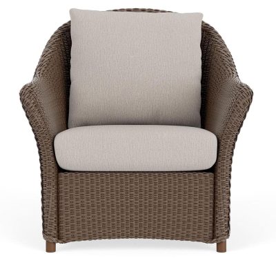 Weekend Retreat Wicker Club Chair in Bark/Remy Cloud By Lloyd Flanders