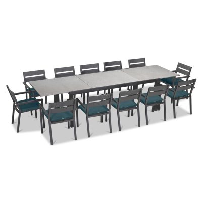 Calm Bay 13 Pc Extendable Dining Set in Slate/Concrete/Cast Lagoon by Lakeview