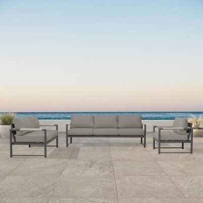 Lakeview Avenue Bay Slate/Pebble Gray 3 Pc Sofa Loveseat Set – Canvas Charcoal