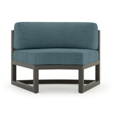 Misty Cove Aluminum Curve Seat 2 Piece in Slate W/ Cast Lagoon Cushions By Lakeview