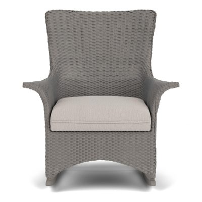 Mandalay Wicker Rocking Chair w/ Cushions in Pewter/Remy Cloud By Lloyd Flanders