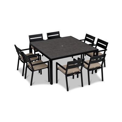 Calm Bay 9 Pc Square Dining Set in Black/Heather Beige by Lakeview