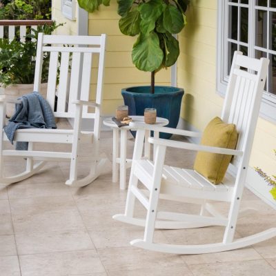 POLYWOOD Estate 3-Piece Rocking Chair Set – White