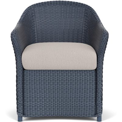 Weekend Retreat Wicker Dining Arm Chair in Denim Blue/Remy Cloud By Lloyd Flanders