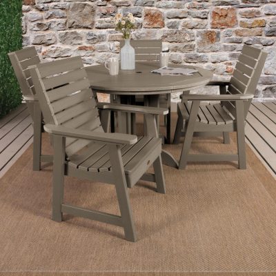 Elm Pointe 5 Pc Set Recycled Plastic Dining Set In Woodland Brown By Lakeview