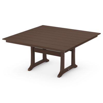 POLYWOOD 59-Inch Farmhouse Trestle Dining Table – Mahogany