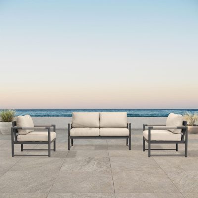 Lakeview Avenue Bay Slate/Pebble Gray 3 Pc Loveseat Set – Canvas Flax