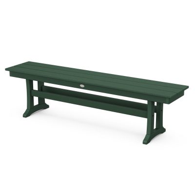 POLYWOOD Farmhouse Trestle 65-Inch Bench – Green