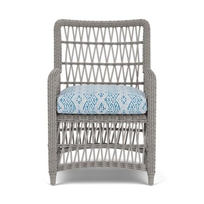 Mackinac Wicker Dining Arm Chair in Putty/Aman Capri By Lloyd Flanders