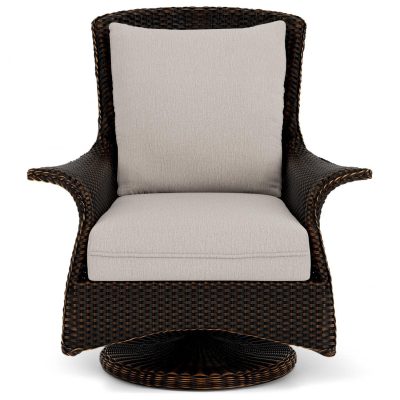 Mandalay Wicker Swivel Rockers Club Chair in Mink/Remy Cloud By Lloyd Flanders