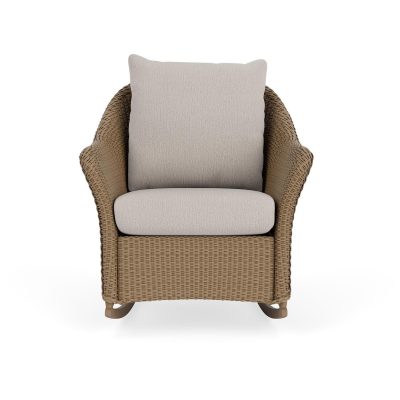 Weekend Retreat Wicker Rocking Chair in Fawn/Remy Cloud By Lloyd Flanders