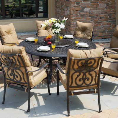 Darlee Santa Anita 9 Piece Cast Aluminum Patio Dining Set With Lazy Susan