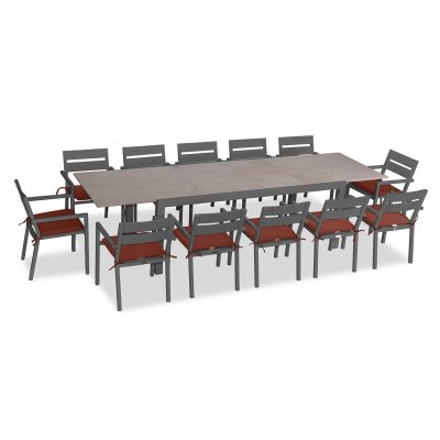 Calm Bay 13 Pc Extendable Dining Set in Slate/Barnwood/Canvas Henna by Lakeview