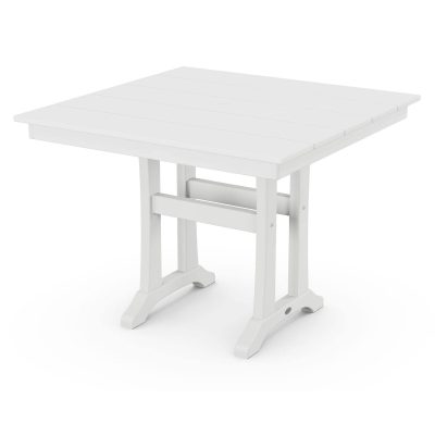 POLYWOOD 37-Inch Farmhouse Trestle Dining Table – White