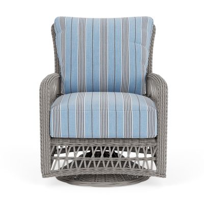 Mackinac Wicker Club Chair w/ Swivel Gliders in Putty/Hansen Sky By Lloyd Flanders