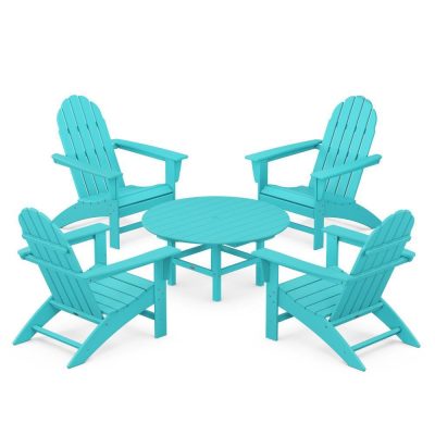 POLYWOOD Vineyard 5-Piece Adirondack Chair Conversation Set – Aruba