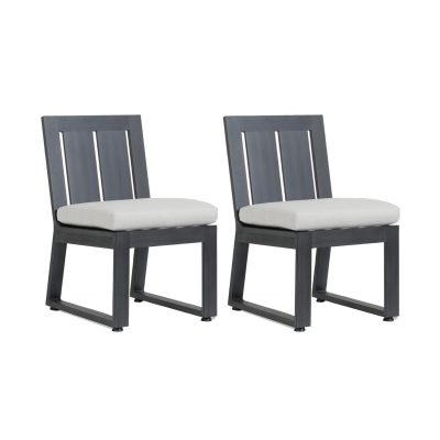 Redondo 2 Piece Aluminum Patio Dining Side Chair Set W/ Sunbrella Cast Silver Cushions By Sunset West