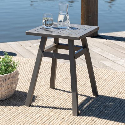 Ultimate Patio Wishlake 18 Inch Square Acacia Patio End Table – Gray Wash