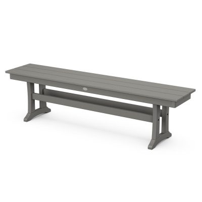 POLYWOOD Farmhouse Trestle 65-Inch Bench – Slate Grey