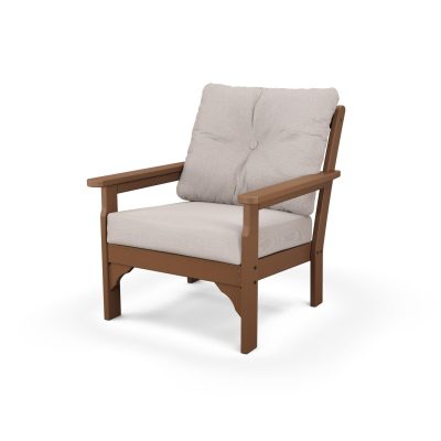 POLYWOOD Vineyard Deep Seating Chair – Teak / Dune Burlap