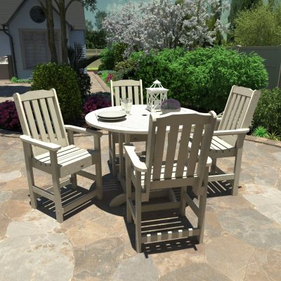 Hart Lane 5 Pc Set Recycled Plastic Counter Height Dining Set In Whitewash By Lakeview