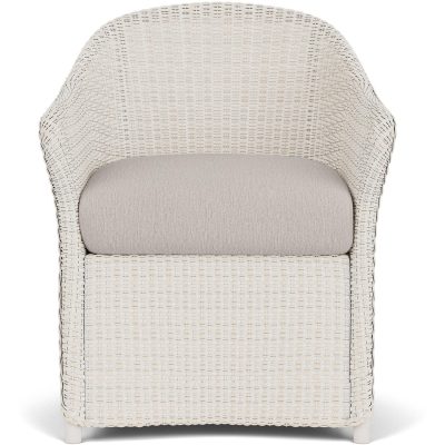 Weekend Retreat Wicker Dining Arm Chair in Antique White/Remy Cloud By Lloyd Flanders