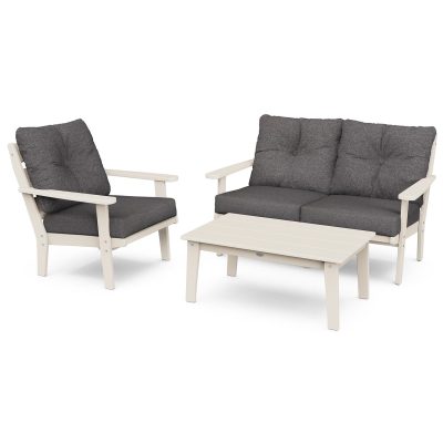 POLYWOOD Lakeside 3-Piece Deep Seating Set – Sand / Ash Charcoal