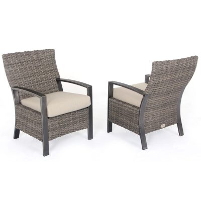 Lakeview Captiva Isle Envelope Woven Back Dining Chairs in Aluminum W/ Seat Pads by Barcalounger