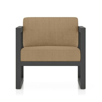 Misty Cove Aluminum Club Chair in Slate W/ Heather Beige Cushions By Lakeview