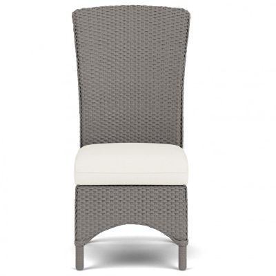 Mandalay Wicker Dining Side Chair in Pewter/Sailcloth Salt By Lloyd Flanders