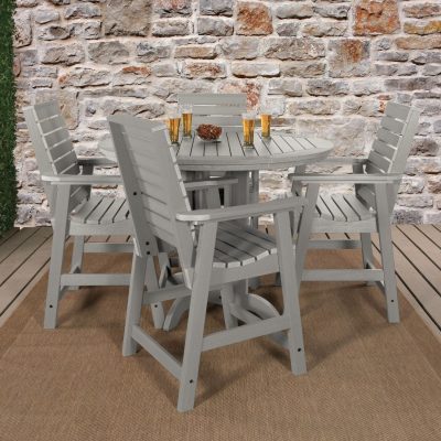 Elm Pointe 5 Pc Set Recycled Plastic Counter Height Dining Set In Harbor Gray By Lakeview