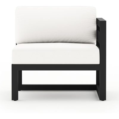 Misty Cove Aluminum Right Arm Section in Black W/ Canvas Natural Cushions By Lakeview