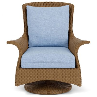 Mandalay Wicker Swivel Rockers Club Chair in Hickory/Demo Skyway By Lloyd Flanders