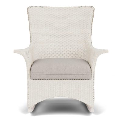 Mandalay Wicker Rocking Chair w/ Cushions in Antique White/Remy Cloud By Lloyd Flanders