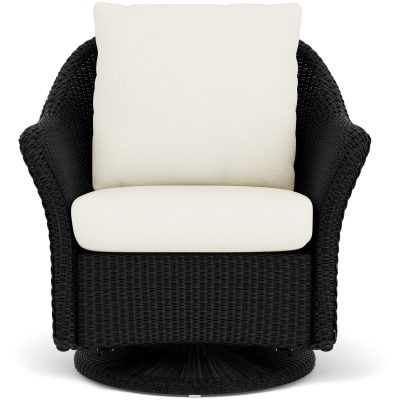 Weekend Retreat Wicker Club Chair w/ Swivel Gliders in Ebony/Sailcloth Salt By Lloyd Flanders