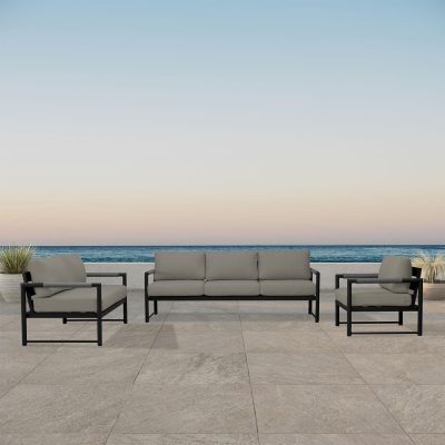 Lakeview Avenue Bay Black/Carbon 3 Pc Sofa Loveseat Set – Canvas Charcoal