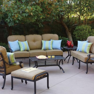 Darlee Santa Monica 7 Piece Cast Aluminum Patio Conversation Seating Set