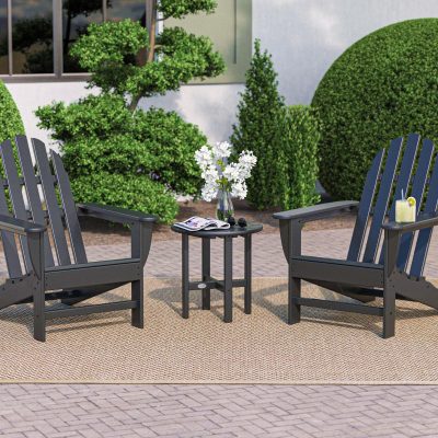 POLYWOOD Classic Adirondack 3-Piece Set – Black