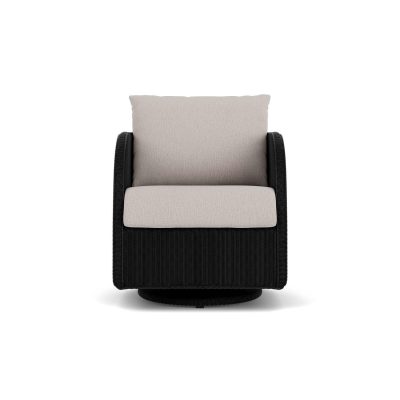 Essence Wicker Club Chair w/ Swivel Gliders in Ebony/Remy Cloud By Lloyd Flanders