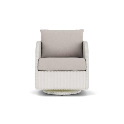 Essence Wicker Club Chair w/ Swivel Gliders in Matte White/Remy Cloud By Lloyd Flanders