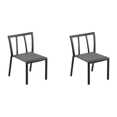 Markoe 2 Pc Aluminum Dining Side Chair in Carbon/Ninja By Oxford Garden