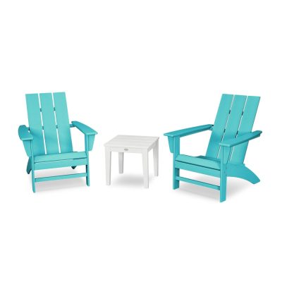 POLYWOOD Modern 3-Piece Adirondack Set – Aruba / White