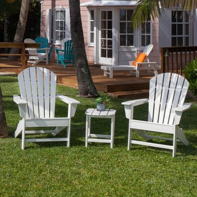 POLYWOOD South Beach Adirondack 3-Piece Set – White