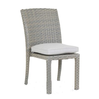 Majorca Wicker Patio Dining Side Chair W/ Sunbrella Cast Silver Cushion By Sunset West