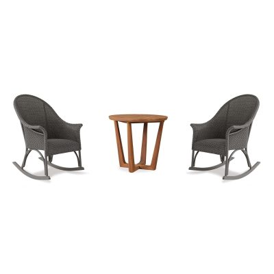 Timeless View 3 Pc Wicker Seating Set W/Rocking Chairs in Pewter By Lakeview