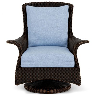 Mandalay Wicker Swivel Rockers Club Chair in Mink/Demo Skyway By Lloyd Flanders