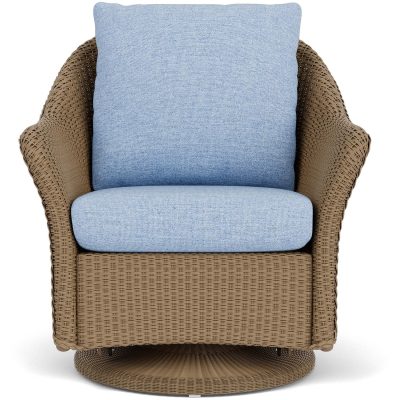 Weekend Retreat Wicker Club Chair w/ Swivel Gliders in Fawn/Demo Skyway By Lloyd Flanders