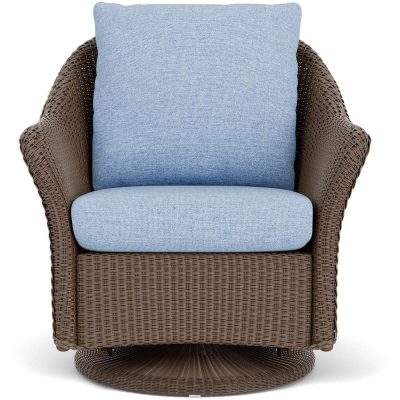 Weekend Retreat Wicker Club Chair w/ Swivel Gliders in Bark/Demo Skyway By Lloyd Flanders