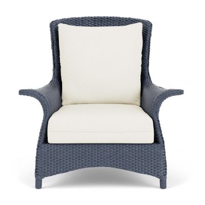 Mandalay Wicker Club Chair in Denim Blue/Sailcloth Salt By Lloyd Flanders