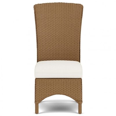 Mandalay Wicker Dining Side Chair in Bark/Sailcloth Salt By Lloyd Flanders